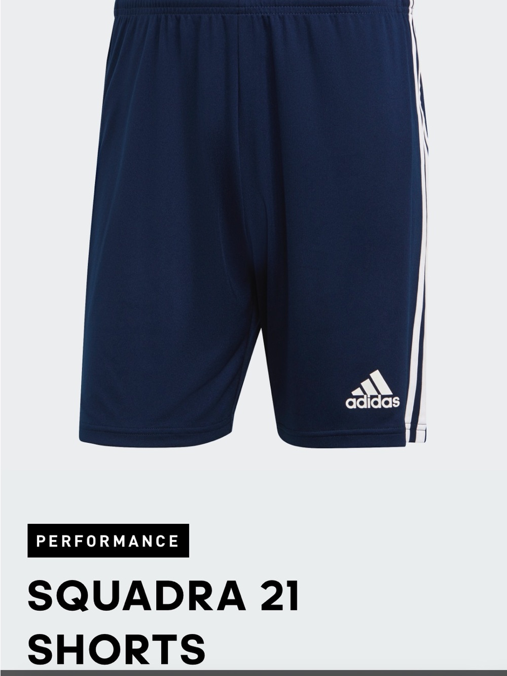 adidas Men’s Squadra 21 Shorts in Navy with White Stripes
